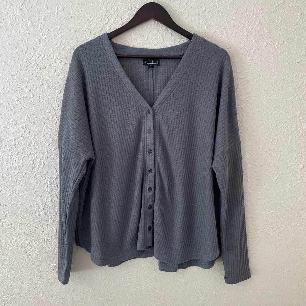 Racheal Thermal Waffle Knit Grey Top
